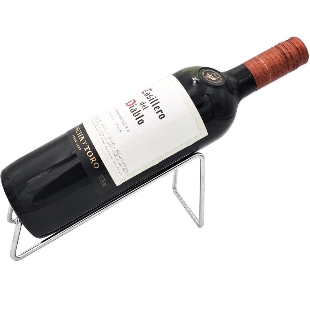Simple Chrome Steel Wine Bottle Holder Tabletop Wine Rack